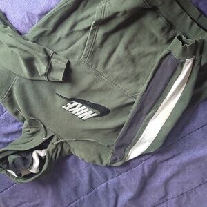 VINTAGE NIKE Embroidered Logo Striped Fleece Hoodie sz L Adult